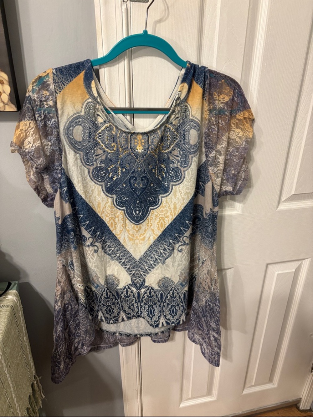 Style & Co. Paisley Scoop Neck Tunic in Blue & Gold